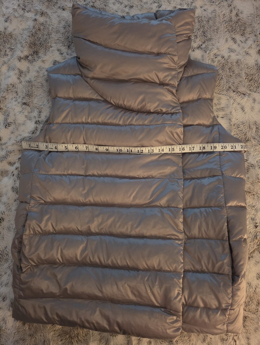 Lauren Ralph Lauren Down Puffer Vest Silver Grey Double Breasted Small - Picture 10 of 11